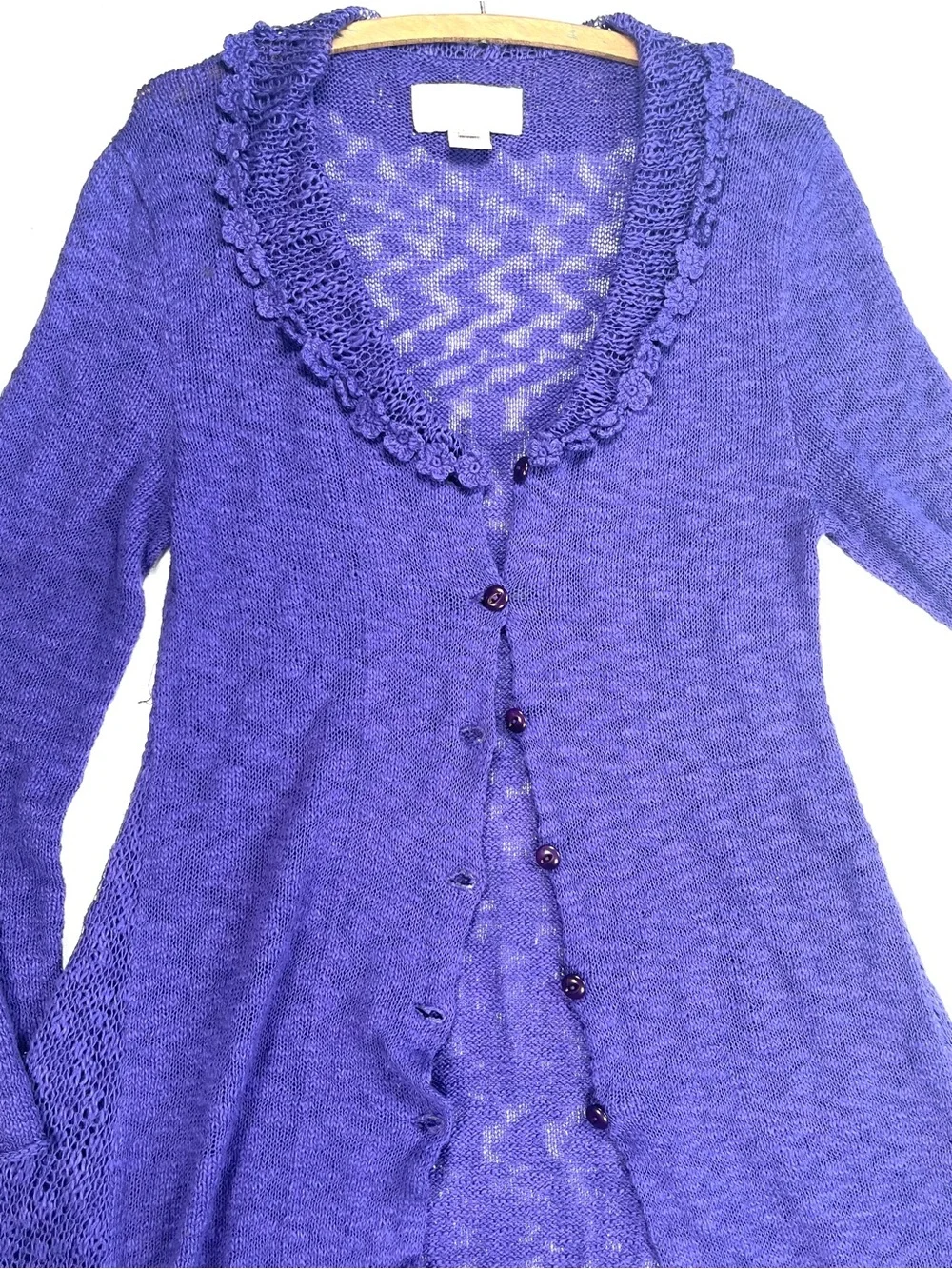 Yumi Diseños Y2K Purple Knit Duster Cardigan Crochet Cotton Sweater M/L Bolivia